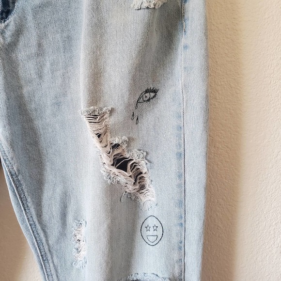 Adam Levine The Girlfriens Distressed Doddled Straight Leg Jeans Size 17 Women - Picture 6 of 11